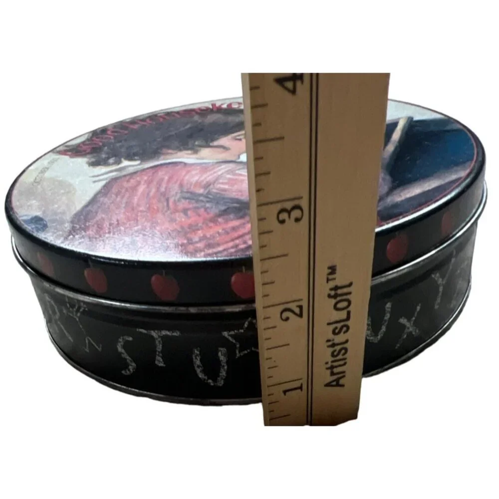 At School from Good Housekeeping Tin Canister Little Girl Writing Alphabet Octob